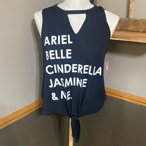 Disney princess black & white tank top knot tie size S NWT